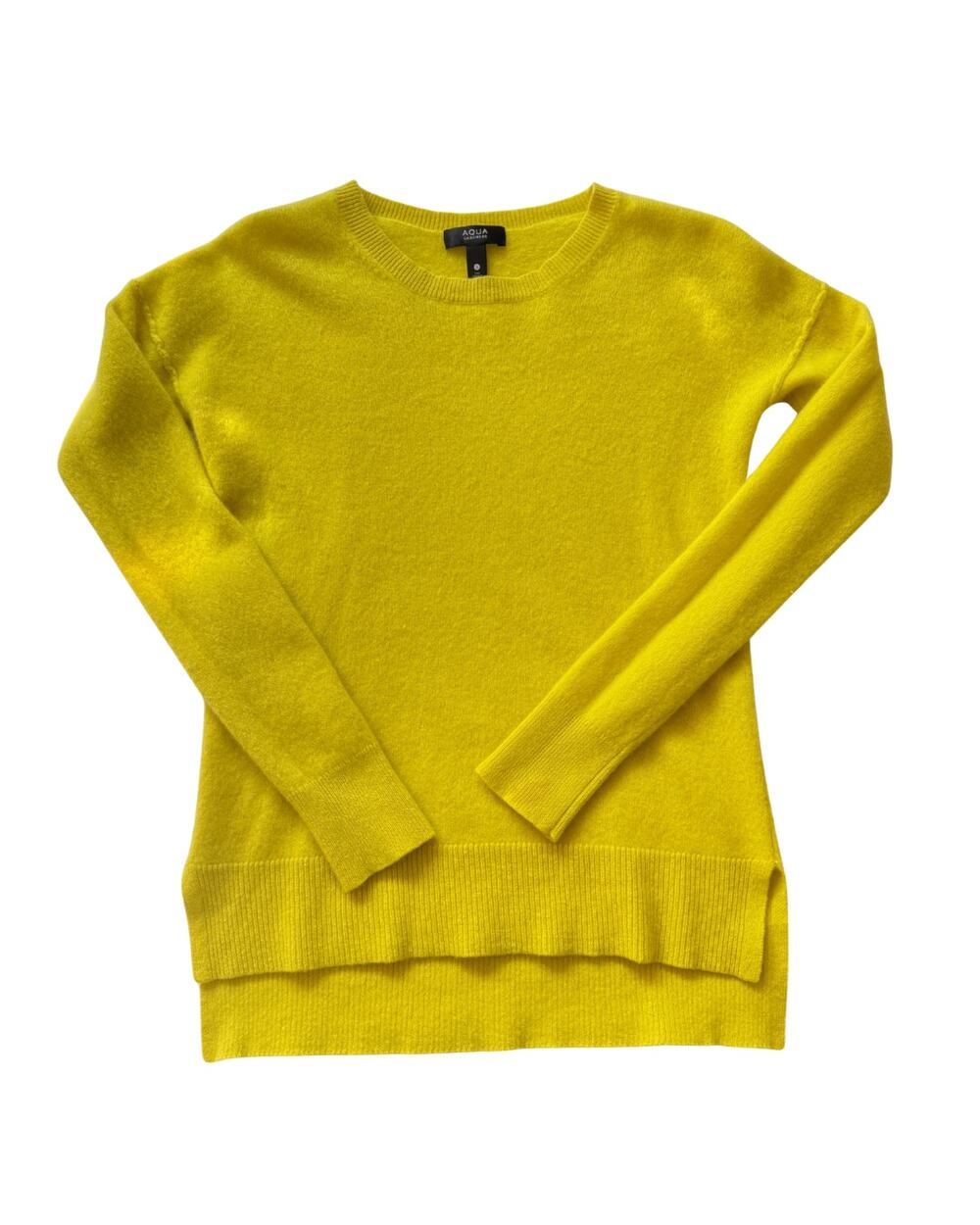 Aqua 100% Cashmere Sweater Small Crew Neck Knit Pullover Soft Luxe